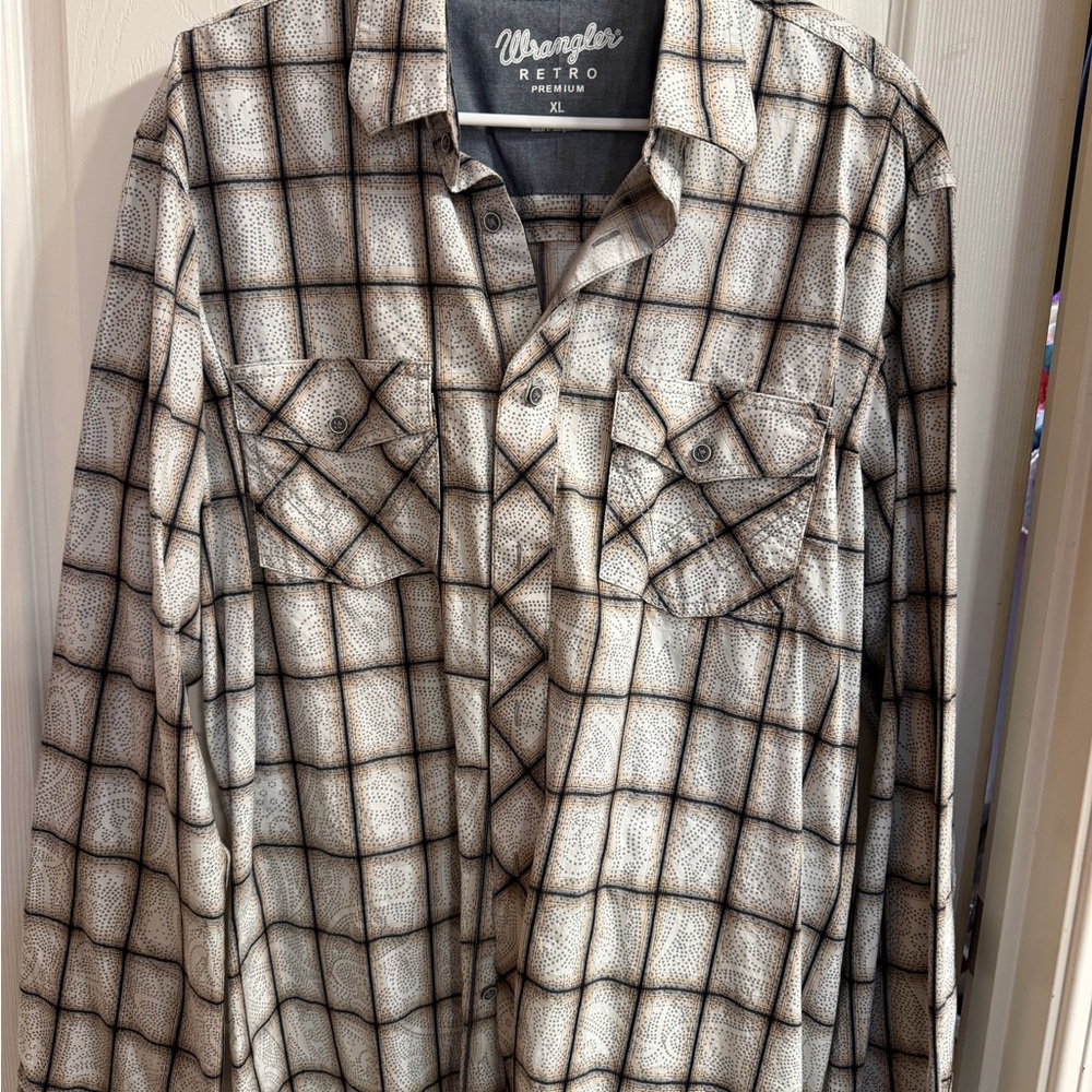 Wrangler Retro Premium Plaid Shirt - Beige & Black